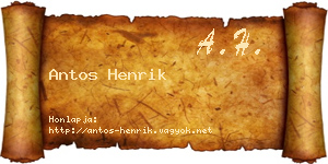 Antos Henrik névjegykártya